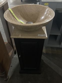 12” Pedestal Vessel Sink Vanity Bathroom Cabinet -B2500