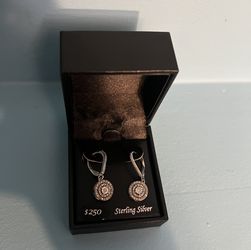 Diamond Circle Leverback Drop Earrings (1/4 ct. tw) in Sterling Silver