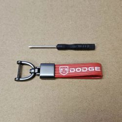Brand New Dodge Red Leather Strap Keychain