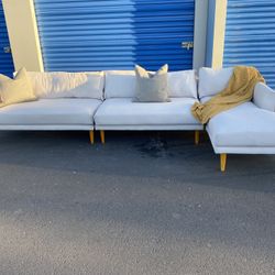 Beautiful White Cost Plus L Shape Sectional 