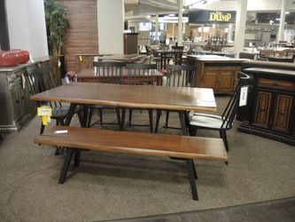 Carbon Denver Dining Table - Rustic Brown With Black Metal Base