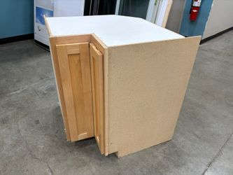 Shaker Style 35×46 Corner Pantry Lower Cabinet with Lazy Susan and Country Maple Finish