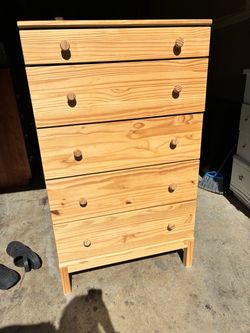 Ikea Pine Wood Tall Dresser