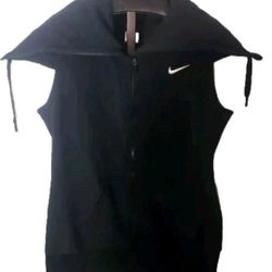 Nike Womens Size XL Vest  Black High Zip-Up Athletic Vest Pockets Running Top