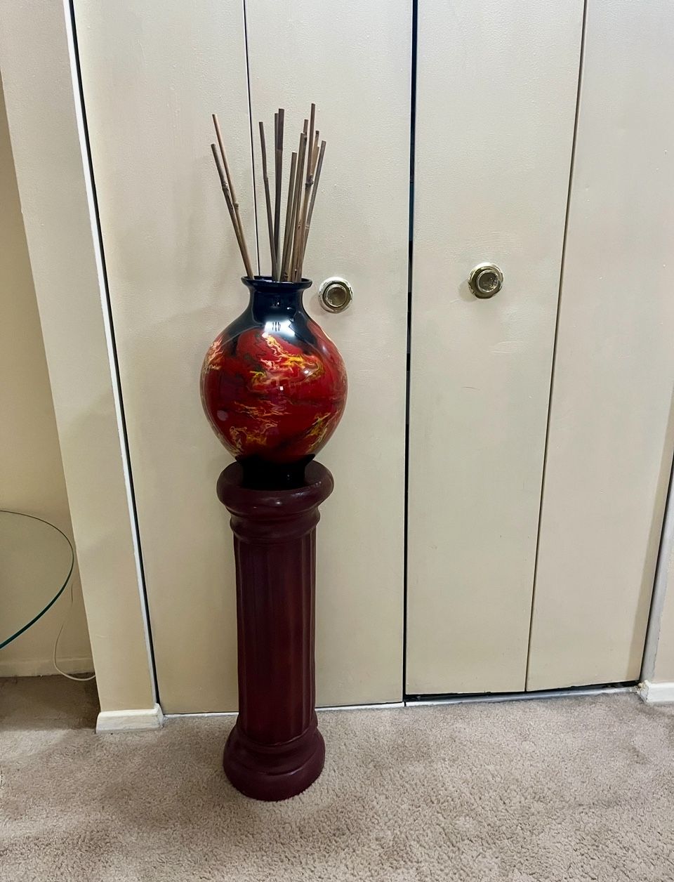 Set Of Large Murano Vase With Free Bamboo Filler And 28” H Column Stand Pick Up Gaithersburg Md20877