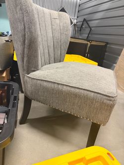 Gray Upholstered Accent Chair with Nailhead Trim