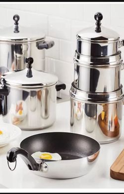 Farberware Classic Series II Stainless Steel 12-Pieces Cookware Set 8”/10” Nonstick skillets 1 QT/2QT\3QT/8QT/3QTCover Sauté with lids Stainless Steel