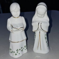 Royal Tara Fine Bone China Nun & Choir Boy Shamrock Figurines Ireland Set Of 2