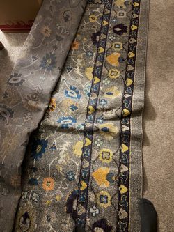 Floral Area Rug Gray Blue Yellow
