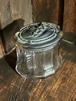 Vintage Glass Jar with Decorative Floral Lid