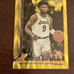 Title: Bronny James Jr. 2025 Topps Chrome Yellow Flash / Gold? #034/275