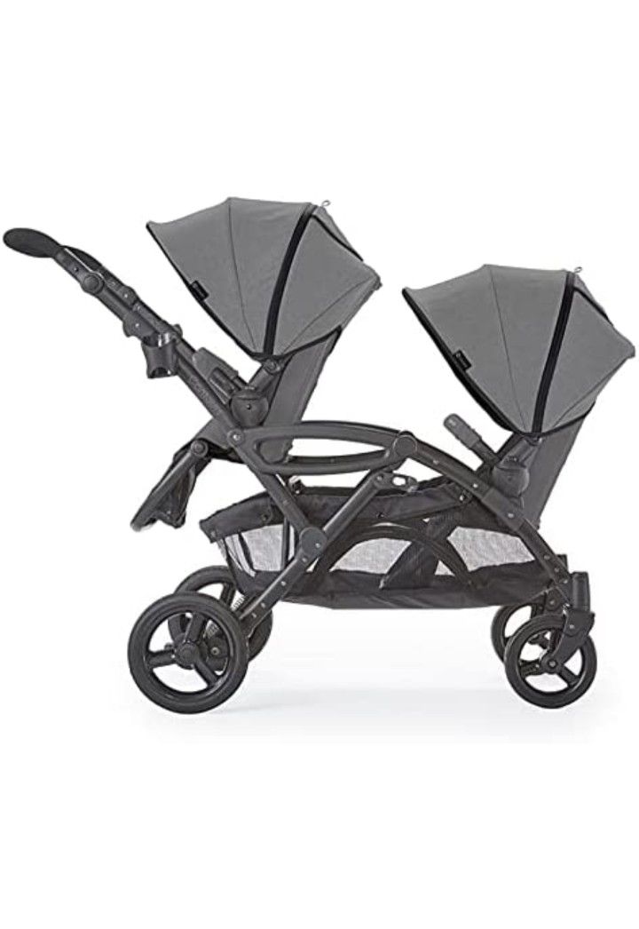 Contours - V2 - Options Elite Convertible Double Stroller - Charcoal Grey

