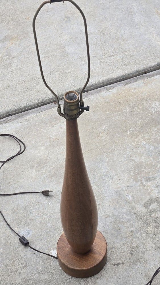 Vintage 1960's Danish Lamp Walnut Teak Wood Mid Century Scandinavian Modern Lighting
