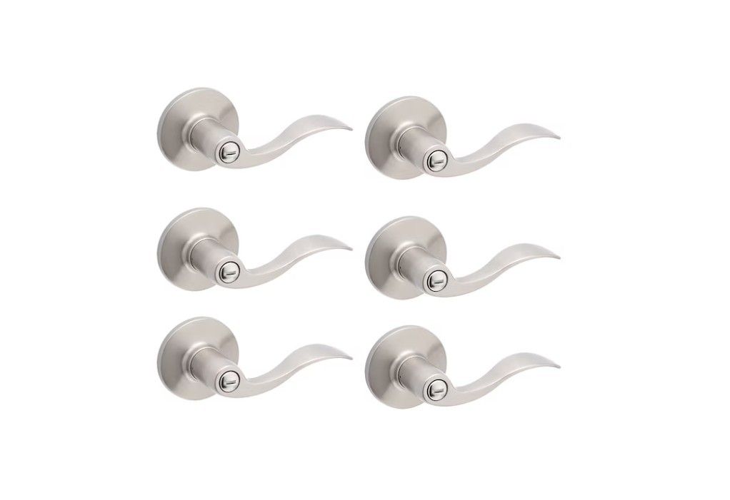 RELIABILT Olivia Satin Nickel Interior or Bed/Bath Privacy Door Handle Contractor Pack 6 -Pack