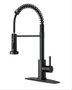 Forious Single Handle Spring Kitchen Faucet In Matte Black