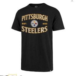 Pittsburgh Steelers NFL Football Team Men's '47 Offsetter Scrum Short Sleeve Men’s T-Shirt Size Xl New With Tags Sealed Color Black 