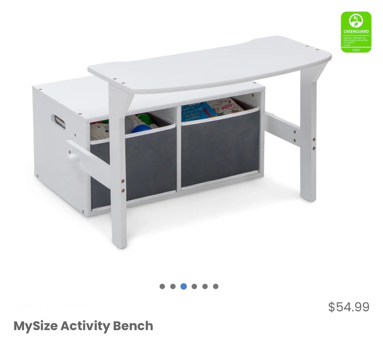 New Kids Activity Bench/ White Kids Desk And Bench