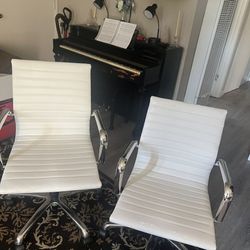 2 White Office Chairs 