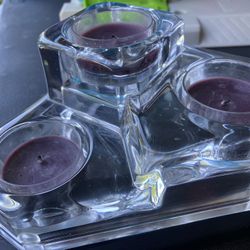 GLASS TRI-TEALIGHT CANDLEHOLDER