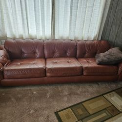 1970's Vintage Leather Sofa, Chair & Ottoman