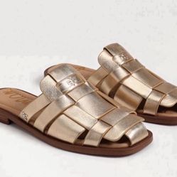 Sam Edelman Dina Fisherman Leather Slip On Mule Sandals