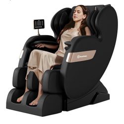 Real Relax 2025 Dual Core S Track Massage Chair,Full Body Airbags Massage Recliner Black
