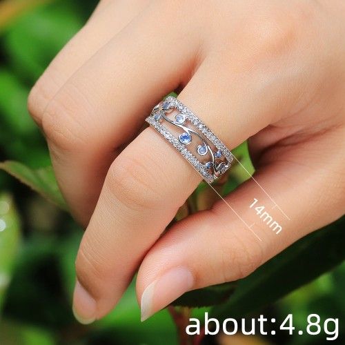 "Eternity Dainty Sea Blue Gems Twisted Vines Trendy Rings for Women, PD544
