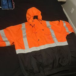 Construction Jacket , Orange Reflective 