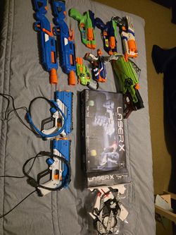 Nerf guns and LaserX toys
