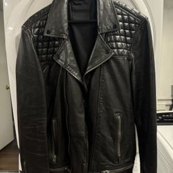 AllSaints Black Quilted Leather Biker Jacket – Size XXL (fits like L)