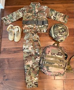 HALLOWEEN COSTUME FOR BOYS ARMY CAMOUFLAGE OUTFIT HELMET COMPLETE SET!