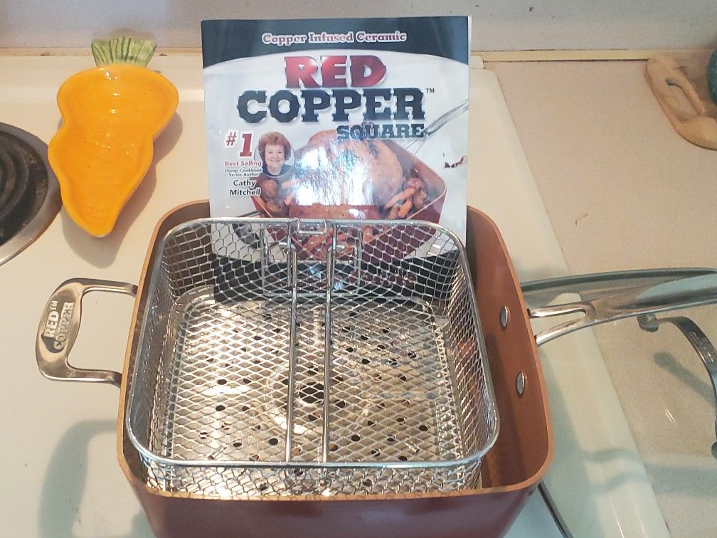 Red Copper square pot.