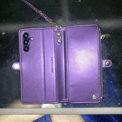 Samsung Galaxy A15 + Purple Wallet Phone Case