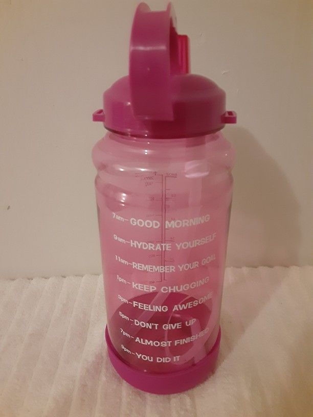 Motivational Sport Water Bottle With Straw Top, 64 Ounces