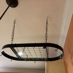 Range Kleen Black Enameled Steel Oval Hanging Pot Rack: Ceiling Kitchen Organizer, Pot Hanger