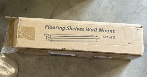 Two white floating shelves wall mount