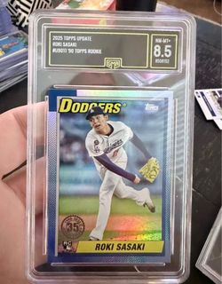 2025 Topps Update Roki Sasaki ’90 Topps Rookie insert (US90-11) graded GMA 8.5 NM-MT+.