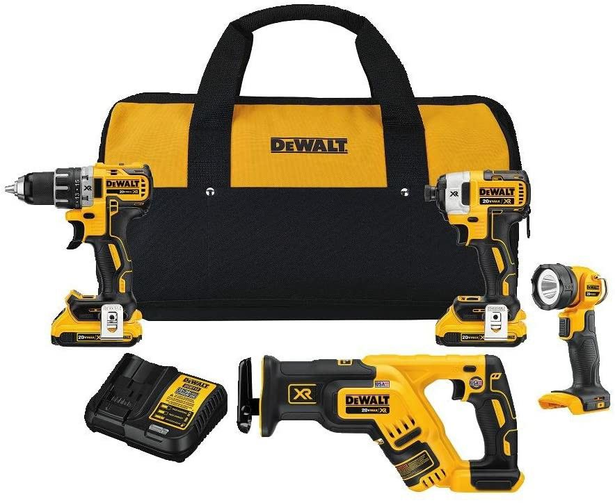 DEWALT 20V MAX XR Brushless Combo Kit, Compact 4-Tool (DCK484D2)