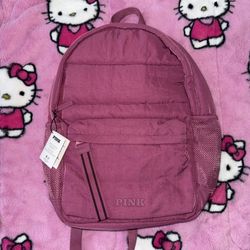 PINK Quilted Puffer Backpack 