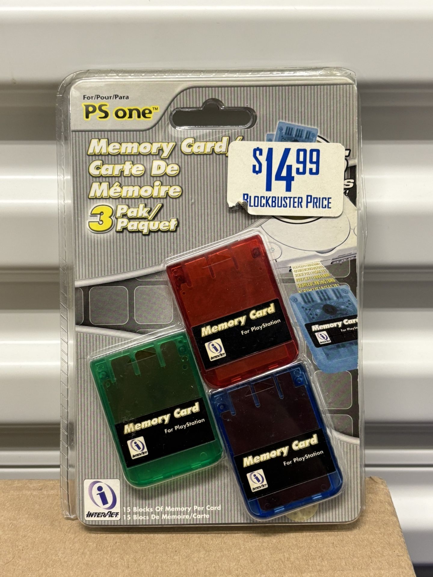 PS One PlayStation Interact Memory Cards 3-pack 15 Block New Sealed