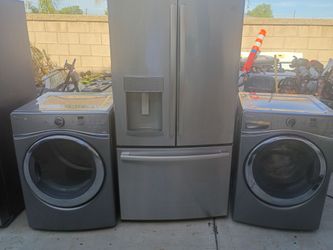 1300 washer dryer and refrigerator three-piece combo.    6 months warranty delivery is available several sets to choose from except refrigerators to c