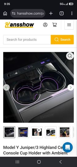 Model Y Juniper/3 Highland Center Console Cup Holder with Ambient Light & HUB Adapter & Air Freshener