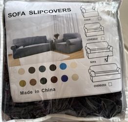 Dark Gray Stretch Sofa & Loveseat Slipcover