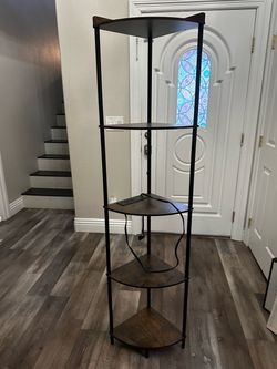 Corner book shelf with power outlet