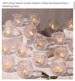 16-Piece Clear Glass Votive Candle Holders
