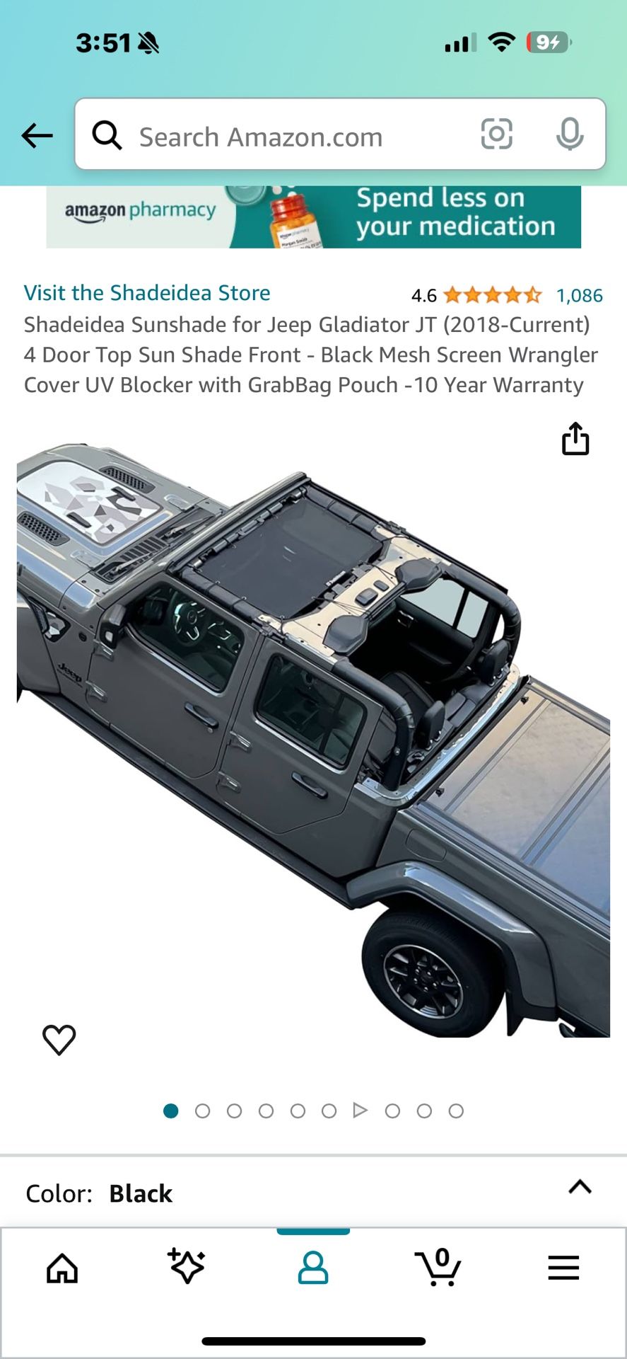 Shadeidea Sunshade for Jeep Gladiator JT (2018-Current) 