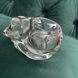 Indiana Glass Sleeping Cat Tea Light Holder 