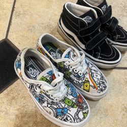 Great Condition Vans Size 11c! $20 White And $15 Black Of Both For $30