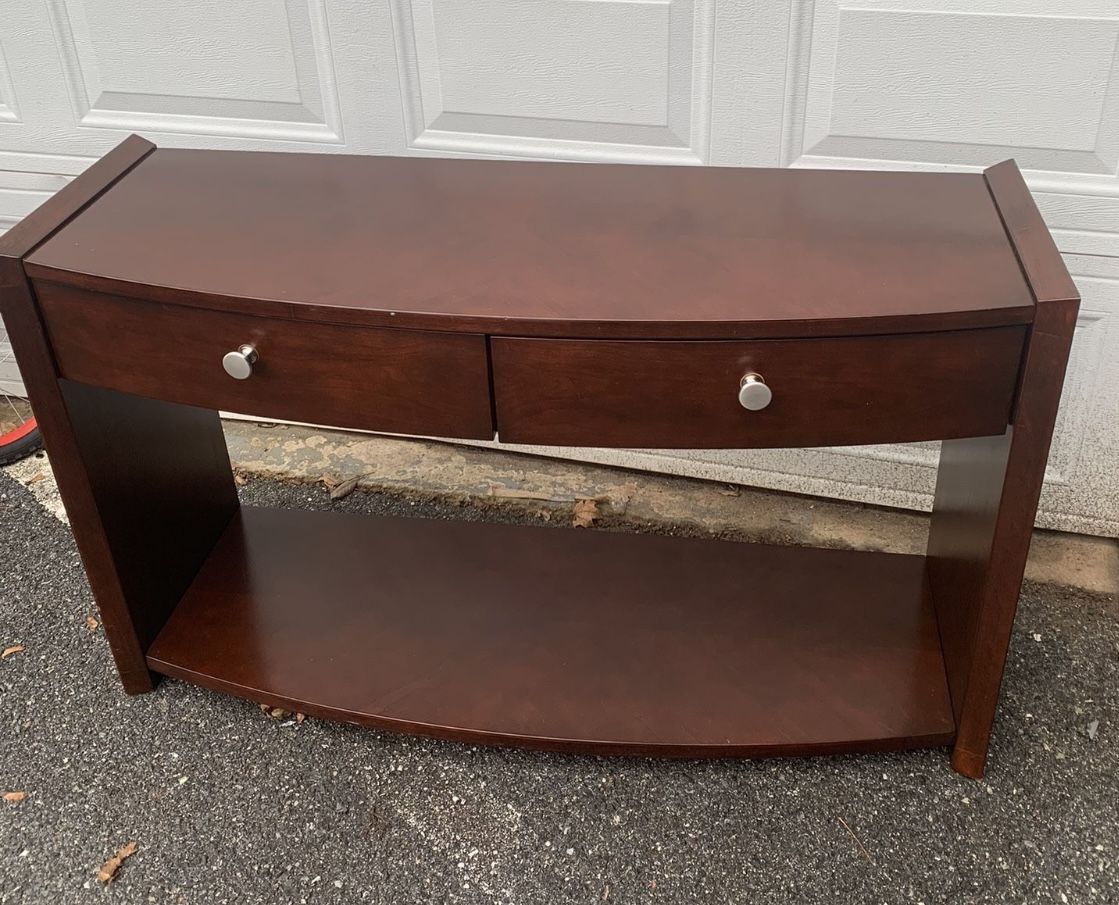 Heavy Espresso Wood Console Table with Drawers and Shelf 50x17.5x30.5