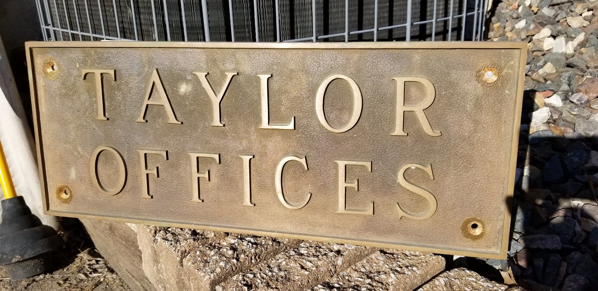 Taylor Offices sign Bronze Plaque 20.5" 1x8"wx1/4" Border